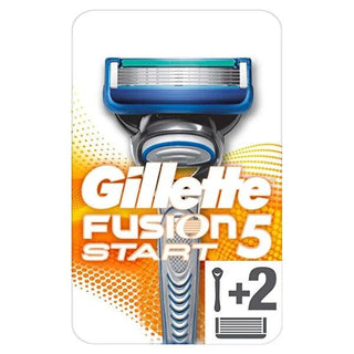 Gillette Fusion Start Razor - 5 Anti-Friction Blades for a Comfortable, Close Shave + 1 Refill - Men's Manual Razor Gillette Fusion Razor: Close Comfortable Shave - Manual Razor Gillette razor, Fusion razor, Manual razor, Men's shaving razor, Shaving razor blades, Razor with replacement blades, Comfortable shave razor, Close shave razor, razor, shaving, mens grooming, personal care, five blade razor, pivoting head razor, lubrication strip razor, flexible comfort guard razor, replacement blades, smooth shave