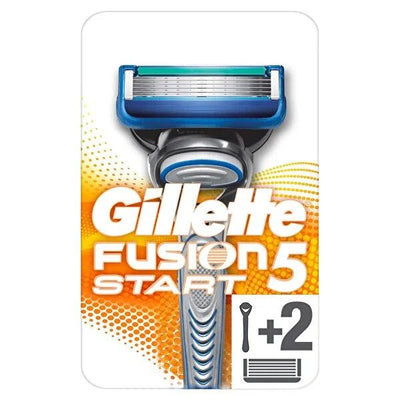 Gillette Fusion Start Razor - 5 Anti-Friction Blades for a Comfortable, Close Shave + 1 Refill - Men's Manual Razor
