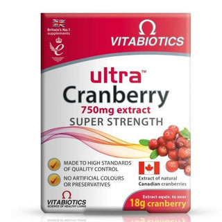 Vitabiotics Ultra Cranberry 30 Tablets - Cranberry Supplement for Urinary Tract Health Support