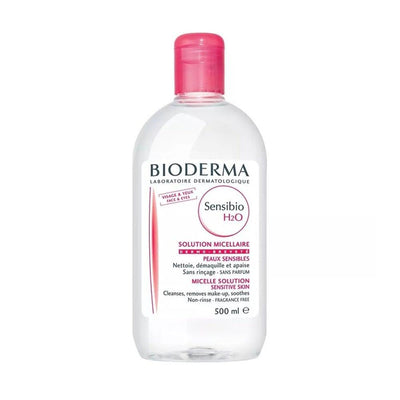 Bioderma Sensibio H2O Micellar Water for Sensitive Skin, 500ml - Gentle Makeup Remover & Cleanser, Fragrance-Free, Non-I