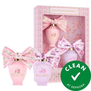 LoveShackFancy Mini Forever In Love & Endless Dreams Eau de Parfum Set - Unique Floral & Fruity Fragrance Gift Set LoveShackFancy Mini Eau de Parfum Set - Unique Floral & Fruity Scents Mini perfume set, Eau de Parfum, Fragrance gift set, LoveShackFancy perfume, Floral and fruity scents, Signature fragrances, Unique perfume bottles, Travel perfume, Gift ideas, Perfume for women, Fragrance duo, Luxurious perfumes