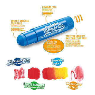 Carioca Temperello Stick Paints for Kids - 6 Washable Tempera Colors for Creative Fun Carioca Temperello Stick Paints - 6 Washable Colors washable tempera paints for kids, non-toxic art supplies for children, easy-to-use painting tools, Temperello Stick Paints, kids art materials, art supplies for classroom, mess-free painting, creative toys for kids, children's art projects, educational art supplies