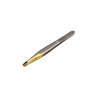 Trina Slanted Tip Partially Gold-Plated Tweezers 005 - Precision Grooming Tool for Effective Hair Removal Trina Slanted Tweezers 005 - Precision Grooming Tweezers, Slanted Tweezers, Gold-plated Tweezers, Trina Tweezers, Precision Grooming Tool, Beauty Tools, Grooming Essentials, Hair Removal Tools, Beauty Professionals, Personal Grooming, Eyebrow Shaping, Luxurious Grooming Tools, High-Quality Tweezers, Precision Tweezers