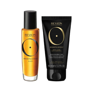 Revlon Orofluido Argan Elixir and Body Cream Set - Nourishing Hair and Body Care with Argan Oil Revlon Orofluido Argan Elixir & Body Cream Set Revlon Orofluido, Argan Elixir, Body Cream, Argan Oil, Hair and Body Care Set, Travel-Sized Beauty Products, Nourishing Hair Care, Moisturizing Body Care, Antioxidant Benefits, Comprehensive Beauty Set, Luxury Beauty Gifts, Daily Hair and Body Care