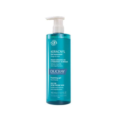 Ducray Keracnyl: Oil & Acne-Prone Skin Cleansing Gel - Gently Purifies Face & Body, Reduces Blemishes - 400ml (13.53 fl 