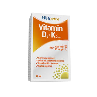 Wellcare Vitamin D3+K2 Spray Supplement 12ml - Immune System Support & Bone Health Wellcare Vitamin D3+K2 Spray for Immune & Bone Health Vitamin D3 supplement, Vitamin K2 supplement, Spray vitamin supplement, Immune system support, Bone health supplement, Health and wellness, Dietary supplements, Vitamin D3, Vitamin K2, Spray supplements, Easy to swallow vitamins, Bone health, Immune function