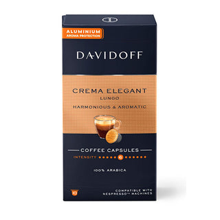 Davidoff Lungo Crema Elegant Coffee Capsules - Rich Crema, Light-Bodied, 10 Capsules Davidoff Lungo Crema Elegant Coffee Capsules Lungo coffee capsules, Davidoff coffee, Premium coffee capsules, Coffee with rich crema, Gourmet coffee experience, Coffee enthusiasts, Convenient coffee, Light-bodied coffee, Rounded taste coffee, Coffee for busy mornings, Coffee connoisseurs, Davidoff Lungo Crema Elegant