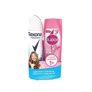 Rexona Deodorant and Elidor Shampoo Set - Long-Lasting Freshness and Hair Care - 150ml + 200ml Rexona & Elidor Hygiene Set - Freshness & Hair Care Rexona Deodorant, Elidor Shampoo, Personal Hygiene Products, Deodorant and Shampoo Set, Combination Hygiene Pack, Long-Lasting Freshness, Hair Care, Personal Care, Hygiene Essentials, Rexona Shower Fresh, Elidor Güçlü & Parlak