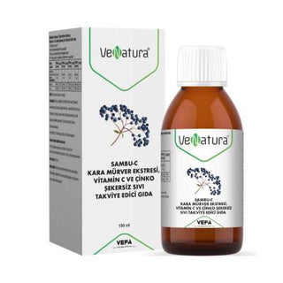 venatura sambu-c black elderberry extract bottle, sambu-c black elderberry extract ingredients VeNatura Sambu-C Black Elderberry Extract - Sugar-Free | 150 ml VeNatura Sambu-C Black Elderberry Extract | 150 ml venatura, black-elderberry, immune-support, sugar-free, liquid-supplement, vitamin-c, zinc, health-conscious, wellness, ai-generated