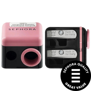 SmileMakers 3-in-1 Cosmetic Pencil Sharpener for Makeup Professionals - Eco-Friendly, Portable, and Precise for Multiple Pencil Sizes SmileMakers 3-in-1 Cosmetic Pencil Sharpener - Eco-Friendly & Precise cosmetic pencil sharpener, makeup tool, 3-in-1 pencil sharpener, recycled plastic beauty product, professional makeup accessories, eco-friendly makeup tools, portable pencil sharpener, beauty essentials, makeup kit organization, sustainable beauty products