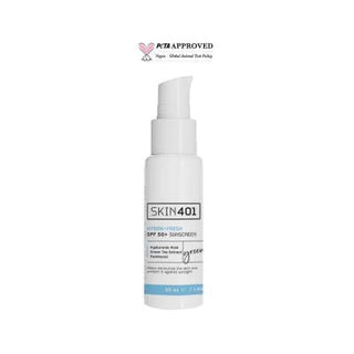 Skin401 SPF50+ Hydra-Fresh Sunscreen: Vegan, Cruelty-Free Sun Protection with Green Tea, Aloe & Hyaluronic Acid for All Skin Types - 50ml Skin401 SPF50+ Vegan Sunscreen - Hydrating & Cruelty-Free SPF50+ Sunscreen, Hydrating Sunscreen, Vegan Sunscreen, Green Tea Sunscreen, Sun protection for all skin types, Cruelty-free sunscreen, Moisturizing sunscreen, Facial Sunscreen, Aloe Vera Sunscreen, Hyaluronic Acid Sunscreen, Sunscreen, SPF 50+, Hydra-Fresh, Green Tea Extract, Aloe Vera, Hyaluronic Acid, Panthenol,