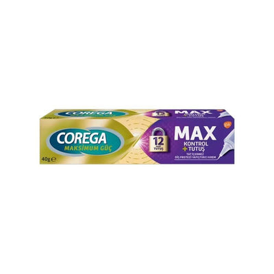 Corega MAX Kontrol + Tutu_ Di_ Protezi Yapõ_tõrõcõ Krem 40g - Secure Denture Adhesive Cream for Comfortable Fit