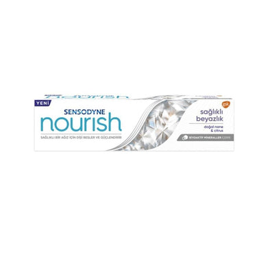 Sensodyne Nourish Toothpaste for Sensitive Teeth, Natural Mint & Citrus, Healthy Whitening - 75ml