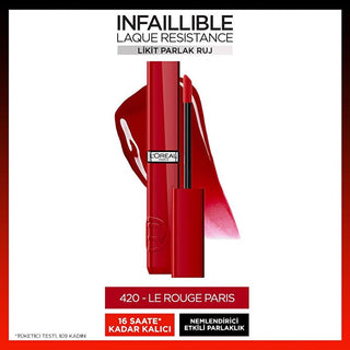 L'Oreal Paris Infaillible: Long-Lasting, Glossy Lipstick - Rouge Paris 420 - Intense Color, 16H Moisture & Shine L'Oreal Paris Infaillible Lipstick - Long Lasting Color & Shine Loreal lipstick, long-lasting lipstick, glossy lipstick, moisturizing lipstick, Paris Rouge lipstick, Infaillible lipstick, liquid lipstick, shiny lip color, lipstick, lip color, makeup, cosmetics, beauty, long wear lipstick, vibrant lipstick, intense color, shiny lipstick, hydrating lipstick, squalane lipstick, non-sticky lipstick, 