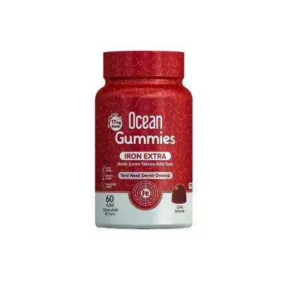 Ocean Gummies Iron Extra: Delicious Strawberry Iron Gummies for Energy & Iron Deficiency - Chewable Supplement for Adult