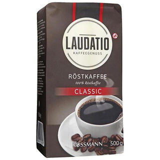 Laudatio Ground Coffee 500g - Arabica & Robusta Beans, Fresh & Rich Flavor Laudatio Ground Coffee - Rich & Fresh ground coffee, Laudatio coffee, Arabica and Robusta coffee, filter coffee, specialty coffee, coffee beans, coffee lovers, coffee enthusiasts, rich flavor, full-bodied coffee, coffee experience, coffee connoisseurs