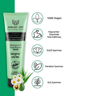 Ashley Joy Leave-In Hair Conditioner: Moisturizing Cream for Frizz Control & Color Protection with Avocado Oil & Aloe Vera - 150ml Ashley Joy Leave-In Conditioner - Frizz Control & Color Protection leave-in hair conditioner, hair moisturizing cream, frizz control hair product, color protection conditioner, avocado oil hair treatment, aloe vera hair care, chamomile hair treatment, hair repair cream, non greasy conditioner, hair shine enhancer, hair conditioner, moisturizing cream, frizz control, color protec
