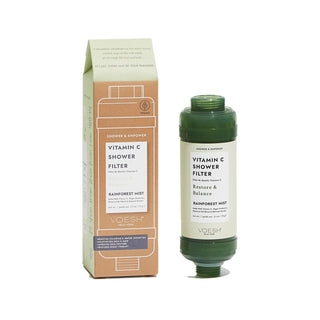 Voesh New York Vitamin C Shower Filter - Enhances Skin & Hair Health, Eco-Friendly Rainforest Packaging Voesh Vitamin C Shower Filter for Healthier Skin & Hair Vitamin C Shower Filter, Shower water filtration, Skin and hair care products, Eco-friendly shower accessories, Rainforest-themed bathroom products, Vitamin C infusion, Water quality improvement, Spa-like shower experience, Healthy skin and hair, Eco-friendly packaging
