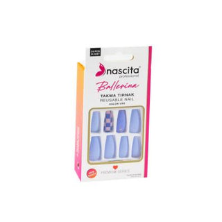nascita 24 colorful ballerina fake nails 158, close-up of colorful ballerina nails, nascita premium series colorful nail tips Nascita 24 PC Colorful Ballerina Fake Nails - 158 Nascita 24 PC Colorful Ballerina Fake Nails | 158 nail-art, fake-nails, colorful-nails, nascita, ballerina-nails, manicure, beauty-products, teenagers, women, ai-generated