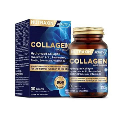 Nutraxin Beauty Collagen Gold Quality Dietary Supplement Tablets for Skin Health - 30 Count Anti-Aging Collagen Suppleme