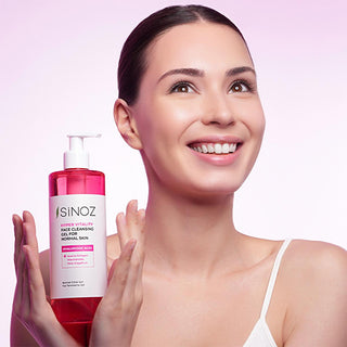 Sinoz Hydrating Facial Cleanser for Normal Skin: Gentle Daily Face Wash with Hyaluronic Acid, Pink Grapefruit & Acacia Collagen - Brightens & Moisturizes (400ml) Sinoz Facial Cleanser: Hydrating Face Wash for Normal Skin facial cleanser for normal skin, hydrating face wash, gentle daily cleanser, hyaluronic acid cleanser, skin brightening face wash, Sinoz cleanser, normal skin face wash, pink grapefruit cleanser, akasya collagen facial wash, face wash, cleanser, skincare, hyaluronic acid, akasya collagen, p