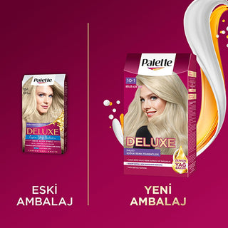 Palette Deluxe Hair Dye - Long-Lasting Nourishing Küllü Açık Sarı Color by Palette Palette Deluxe Hair Dye - Long Lasting & Nourishing hair dye, long-lasting hair color, nourishing hair dye, Palette Deluxe Saç Boyası, Küllü Açık Sarı hair color, hair care, hair coloring, cosmetic, beauty product, Palette hair dye, nourishing hair color, vibrant hair color, healthy hair