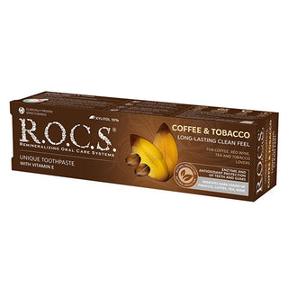 Rocs Coffee & Tobacco Stain Removal Toothpaste: Whiten Teeth, Fight Plaque & Cavities - For Coffee, Tea & Tobacco Users Rocs Toothpaste: Whiten Teeth, Remove Coffee & Tobacco Stains teeth whitening toothpaste, tobacco stain removal toothpaste, coffee stain removal toothpaste, anti-plaque toothpaste, cavity protection toothpaste, Rocs toothpaste, Rocs stain removal, Rocs Coffee & Tobacco, whitening toothpaste, toothpaste, teeth whitening, stain removal, anti-plaque, cavity protection, dental hygiene, oral ca