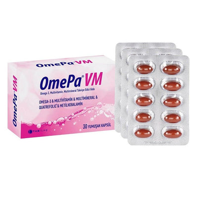 Omepa VM 30 Capsules - Omega-3, Multivitamin, and Multimineral Dietary Supplement for Overall Health and Wellness