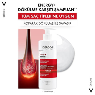 Vichy Dercos Energising Anti-Hair Loss Shampoo 400ml - Strengthens Hair Roots, Hypoallergenic