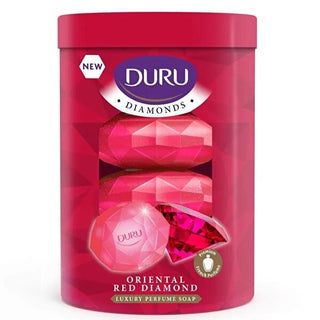 Duru Diamonds Series Red Bar Soap 4x90g - Scented Cleansing Bath Soap for Everyday Hygiene