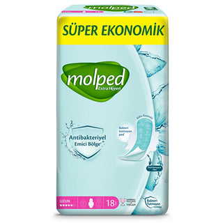 Molped: Extra Hygiene Antibacterial Long Sanitary Pads - Ultimate Odor Control & Protection, Ultra Thin Feminine Hygiene Pads, 18 Count Molped Antibacterial Pads: Odor Control & Hygiene antibacterial sanitary pads, feminine hygiene pads, odor control pads, Molped pads, long sanitary pads, ultra thin pads, sanitary pads for women, menstrual hygiene, feminine care, hygiene products, women's health, period protection, odor control, leak protection, long pads, ultra thin, antibacterial, sensitive skin, feminine