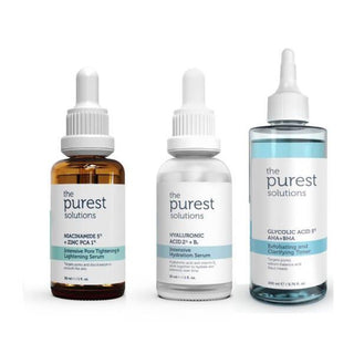 The Purest Solutions Skincare Set: Pore Tightening, Skin Lightening, Hydration, Exfoliating Toner - Niacinamide, Hyaluronic & Glycolic Acid Power! The Purest Solutions Skincare Set: Poreless, Radiant Skin skincare set, pore tightening serum, skin lightening serum, hydration serum, exfoliating toner, glycolic acid toner, niacinamide serum for pores, hyaluronic acid serum for skin, uneven skin tone treatment, enlarged pore reducer, skin care routine, facial serum, facial toner, glycolic acid, hyaluronic acid,