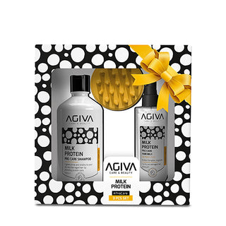 Agiva Milk Protein Hair Care Set: Shampoo, Hair Milk & Comb - Repair Damaged Hair, Restore Shine, Moisturize & Detangle Agiva Milk Protein Hair Care: Repair, Moisturize & Shine milk protein shampoo, hair milk for dry hair, hair care set, damaged hair repair, hair moisturizing treatment, protein hair treatment, hair detangling comb, split ends repair, dry hair shampoo, moisturizing hair milk, protein shampoo, shampoo for damaged hair, hair repair kit, hair milk, dry hair, damaged hair, hair care, shampoo, co