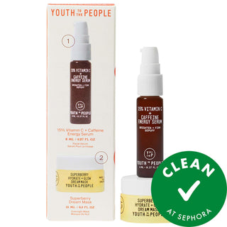 Youth Stacks: Brighter Tomorrow Duo - Vitamin C Serum & Hydrating Night Mask for Glowing, Even Skin - Vegan, Cruelty-Free Skincare Youth Stacks: Vitamin C Serum & Night Mask - Brighten & Hydrate Vitamin C serum, Hydrating night mask, Brightening skincare, Vegan skincare set, Cruelty-free skincare, Travel size skincare, Dull skin treatment, Hyperpigmentation reducer, Superberry skincare, Squalane moisturizer, Skincare Set, Vitamin C, Superberry Blend, Squalane, Hyaluronic Acid, Brightening serum, Glowing ski