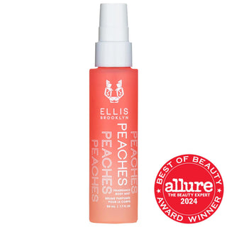 PEACHES Fragrance Mist - Fresh Floral & Fruity Scent for Hair & Body - Clean Beauty, 90s Inspired PEACHES Fragrance Mist - Fresh & Floral Scent fragrance mist, body mist, peach fragrance, floral scent, clean beauty, 90s inspired fragrance, hair fragrance, body fragrance, women's fragrance, floral fragrance, fruity florals, sweet peach, orange flower, sugared musk, glass bottle, fine mist sprayer, CLEAN at Sephora, nostalgic fragrance, everyday fragrance, fresh scent, long-lasting fragrance
