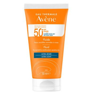 Avene Solaire SPF50+ Fluid Ultra Light - Broad-Spectrum Sunscreen Fluid for Sensitive Skin, Hypoallergenic & Non-Comedogenic Avene Solaire SPF50+ Fluid - Broad-Spectrum Sunscreen for Sensitive Skin SPF 50+ sunscreen, Ultra-light sunscreen fluid, Broad-spectrum sun protection, Hypoallergenic sunscreen, Non-comedogenic sunscreen, Sensitive skin care, Daily sun protection, Dermatologist-tested, Avène Thermal Water, Glycerin, Titanyum Dioksit, Pretocopheryl, Sunscreen for daily use, Lightweight sunscreen, Non-g