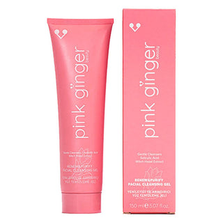 Pink Ginger Revitalizing Cleanser 150 ml, Gentle purifying gel for all skin types, Pink Ginger facial cleanser in a clear bottle Pink Ginger Revitalizing and Purifying Facial Cleanser - Gentle Gel for All Skin Types | 150 ml Pink Ginger Revitalizing Cleanser - Gentle Purifying Gel 150ml pink-ginger, facial-cleanser, purifying-gel, revitalizing-skincare, gentle-cleanser, salicylic-acid, witch-hazel, ginger-oil, skincare, ai-generated