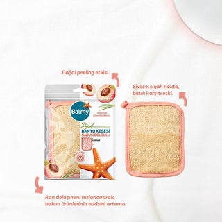 Balmy Nektari Soap-Filled Loofah Bath Sponge: Natural Exfoliating Loofah with Nectarine & Lemongrass - Deep Cleansing, Skin Renewal Balmy Nektari Soap Loofah: Exfoliating Bath Sponge - Natural Cleanse bath loofah, soap filled loofah, natural exfoliating loofah, nectarine lemongrass soap, natural bath soap, exfoliating bath sponge, deep cleansing loofah, Balmy Nektari, bath scrubber, skin renewal, bath sponge, exfoliating sponge, natural soap, loofah, body scrub, shower, cleansing, exfoliation, skincare, per