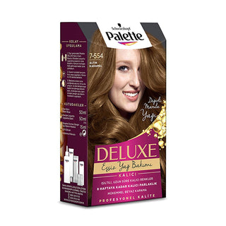 Palette Deluxe 7-554 Golden Caramel Hair Dye: Rich, Long-Lasting Color & Shine - At Home Permanent Hair Color Palette Deluxe Golden Caramel Hair Dye: Long Lasting Color & Shine hair dye, hair color, permanent hair dye, Palette Deluxe hair dye, golden caramel hair dye, long lasting hair color, hair color with shine, at home hair color, hair coloring, hair treatment, golden hair, caramel hair, radiant hair, shiny hair, nourishing hair dye, vibrant hair color, beauty, personal care, women's hair, color treatme