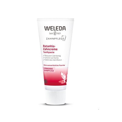 Weleda Natural Toothpaste with Ratanhia Extract - 75ml, Chemical-Free Oral Care for Sensitive Teeth