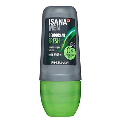 Isana Men's Deodorant Roll-On Fresh - 48 Hour Protection, Dermatologically Tested, Masculine Scent