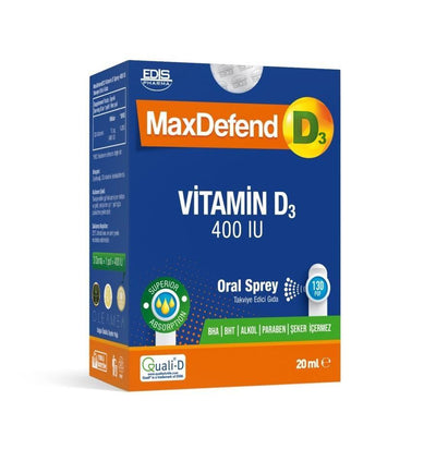 Maxdefend Vitamin D3 Oral Spray 400 IU - Supports Immune System & Bone Health