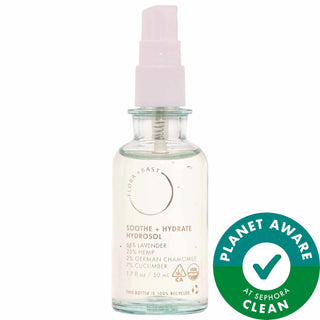 Flora + Bast Soothe + Hydrate Barrier Building Hydrosol Mist - Vegan Hydrating Face Mist with Biodynamic Herbs, Cruelty-Free Flora + Bast Hydrating Face Mist - Vegan & Cruelty-Free Skincare hydrating face mist, vegan skincare, cruelty-free beauty products, natural skincare, Biodynamic herbs, face mist, skincare, hydration, clean beauty, eco-friendly, sustainable beauty, gluten-free, recyclable packaging, Cannabis Hydrosol, Lavender Hydrosol, German Chamomile Hydrosol