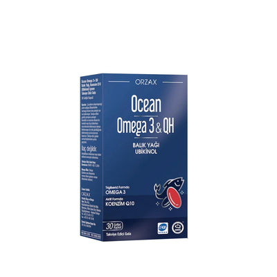 Orzax Ocean Omega 3 & QH Balõk Ya_õ Ubikinol 30 Softjel KapsŸl - Heart Health Support & Antioxidant Supplement