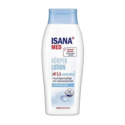 Isana Moisturizing Body Lotion - Vegan, Dermatologically Approved, pH 5.5 - Intensive Hydration for Dry Skin