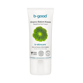 b-good Moisturizing Cream for Dry & Sensitive Skin - Natural Vegan Skincare with Hyaluronic Acid & Centella Asiatica b-good Natural Moisturizing Cream for Dry Skin - 1.69 fl oz moisturizing cream, vegan skincare, natural skincare, dry skin care, sensitive skin moisturizer, hyaluronic acid, Centella Asiatica, bisabolol, allantoin, natural oils, S²ambiumTM, black elderberry extract, vegan formula, essence-free, colorant-free, alcohol-free, skincare for dry skin, skincare for sensitive skin, natural moisturize