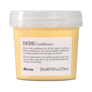 DEDE Delicate Daily Conditioner - Vegan, Lightweight Hydration for Fine to Thick Hair DEDE Delicate Daily Conditioner - Vegan & Lightweight delicate daily conditioner, vegan hair conditioner, lightweight hair conditioner, hair care for frequent shampooing, natural hair care products, fine hair, medium hair, thick hair, straight hair, wavy hair, curly hair, coily hair, red celery extract, vegan ingredients, cruelty-free, hair hydration, detangling, softening, daily conditioner, gentle hair care