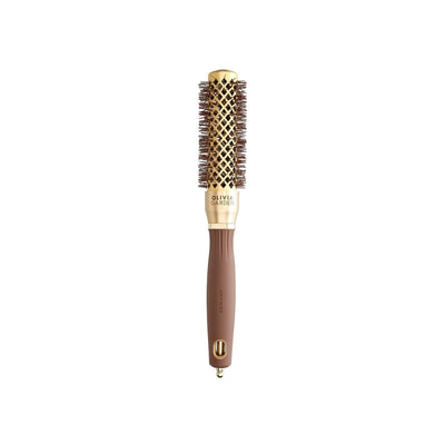 Olivia Garden Expert Blowout Shine Wavy Bristles Hair Brush - Professional Blowout Brush for Wavy Hair, Gold and Brown