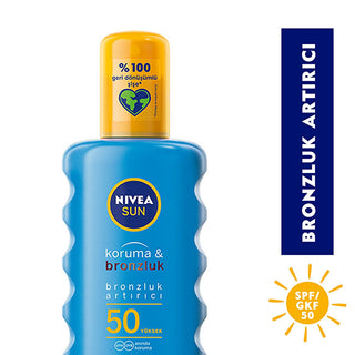 Nivea Sun SPF 50 Sunscreen Spray: High UVA/UVB Protection & Natural Bronzing - Ocean Friendly & Water Resistant, 6.76 fl oz Nivea SPF 50 Sunscreen: Tan & Protect, Ocean Friendly SPF 50 sunscreen, bronzlaştırıcı güneş kremi, tanning sunscreen, ocean friendly sunscreen, sunscreen for sensitive skin, high protection sunscreen, water resistant sunscreen, UVA UVB protection, Nivea sun spray, sunscreen spray, sunscreen, sun protection, tanning, natural tan, sensitive skin, broad spectrum, water resistant, UVA pro