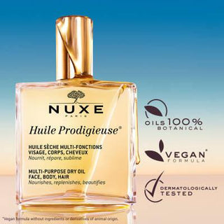 Nuxe Huile Prodigieuse Multi-purpose Dry Care Oil for Skin & Hair - 3.38 fl oz, Natural & Paraben-Free Nuxe Huile Prodigieuse Dry Care Oil - Natural & Paraben-Free Nuxe Huile Prodigieuse, multi-purpose dry care oil, natural skincare, paraben-free skincare, hair care oil, skin nourishment, moisturizing oil, dry skin care, cruelty-free, gentle skincare, argan oil, almond oil, sesame oil, Vitamin E, Orange Blossom fragrance, Magnolia scent, Vanilla fragrance